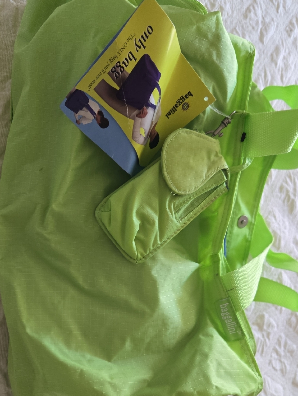 Baggallini Lime Green Travel Tote with Purple Accent